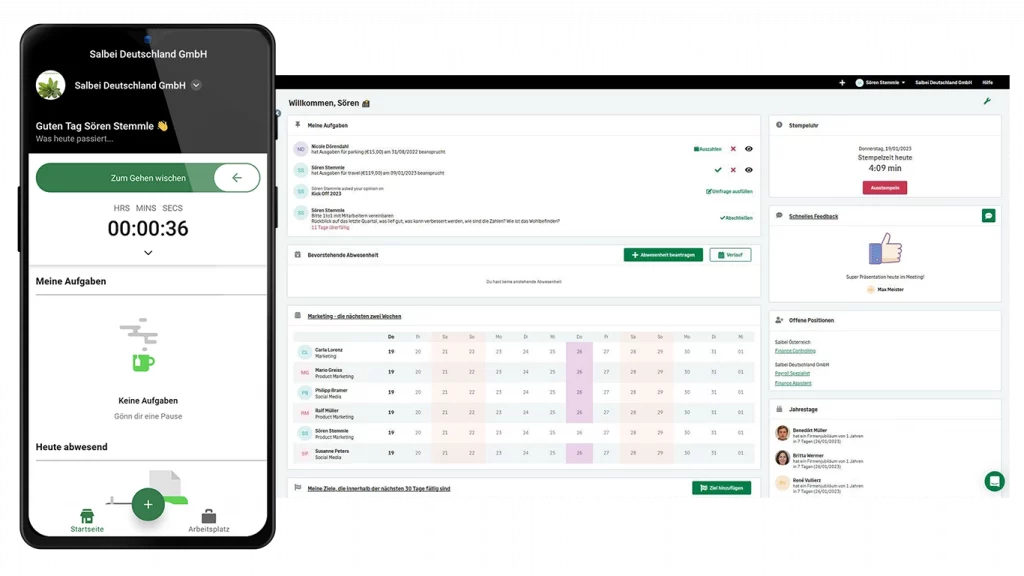 sage hr dashboard desktop und mobile