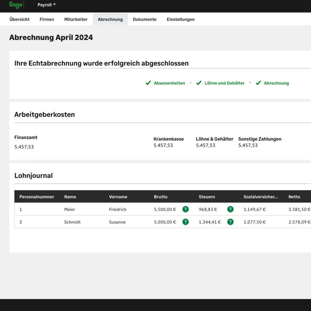 sage hr payroll lohnabrechnung