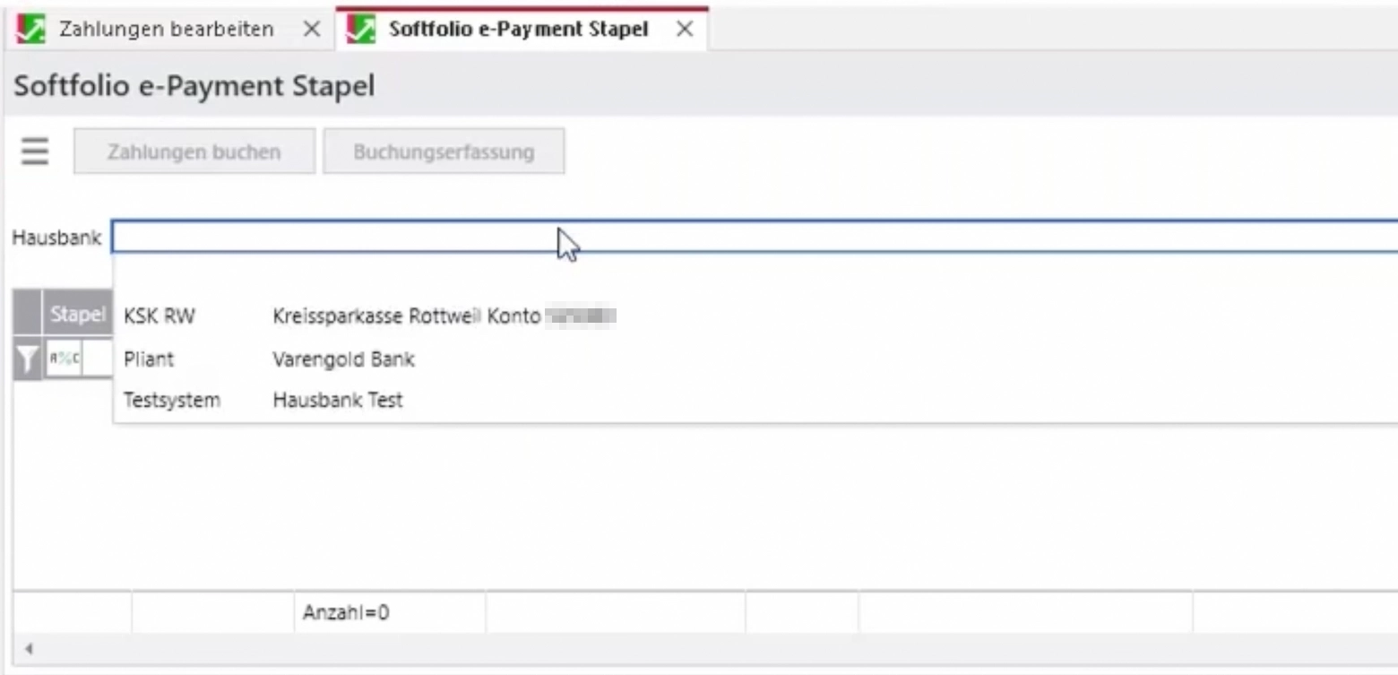 Synchronisation von Hausbanken in Softfolio e-Banking für Sage 100