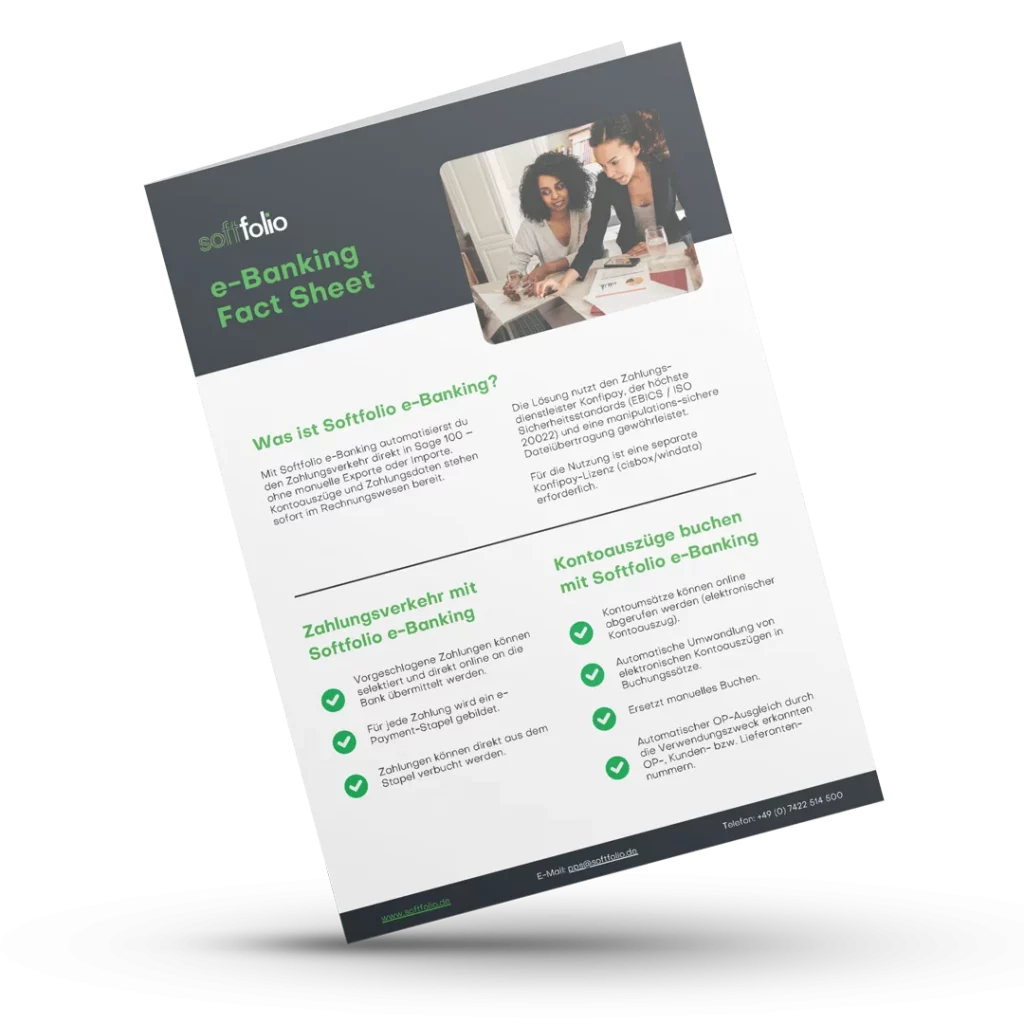 Softfolio e-Banking für Sage 100 Fact Sheet
