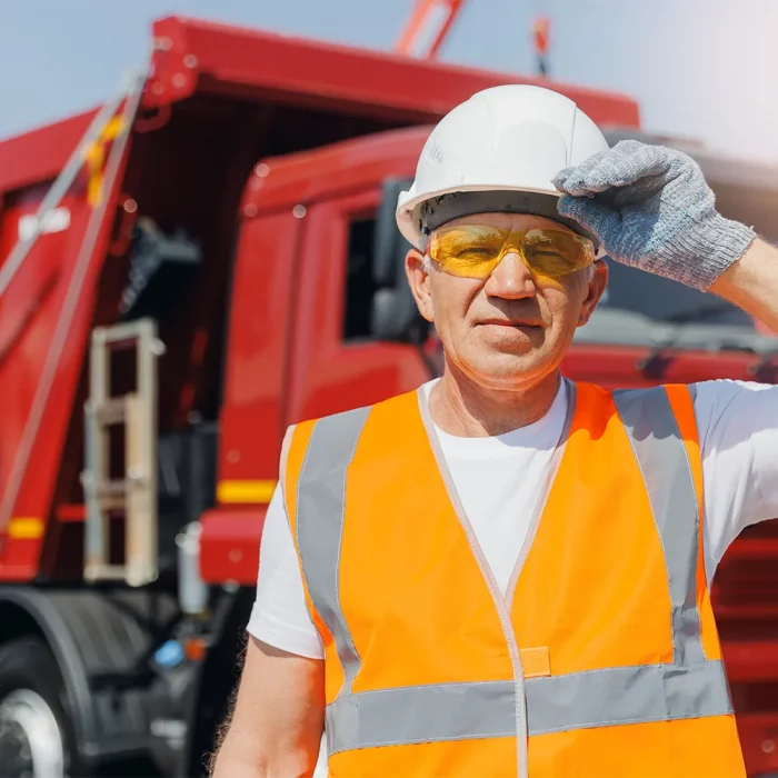 Containerdienst bei der gewerblichen Entsorgung auf einem Betriebsgelände